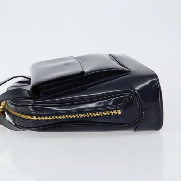 GUCCI Bamboo Shoulder Bag Patent leather Navy Gold - Picture 5 of 16